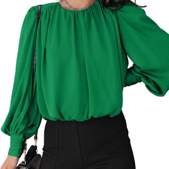 Tops - Elegant Green Women's Blouse